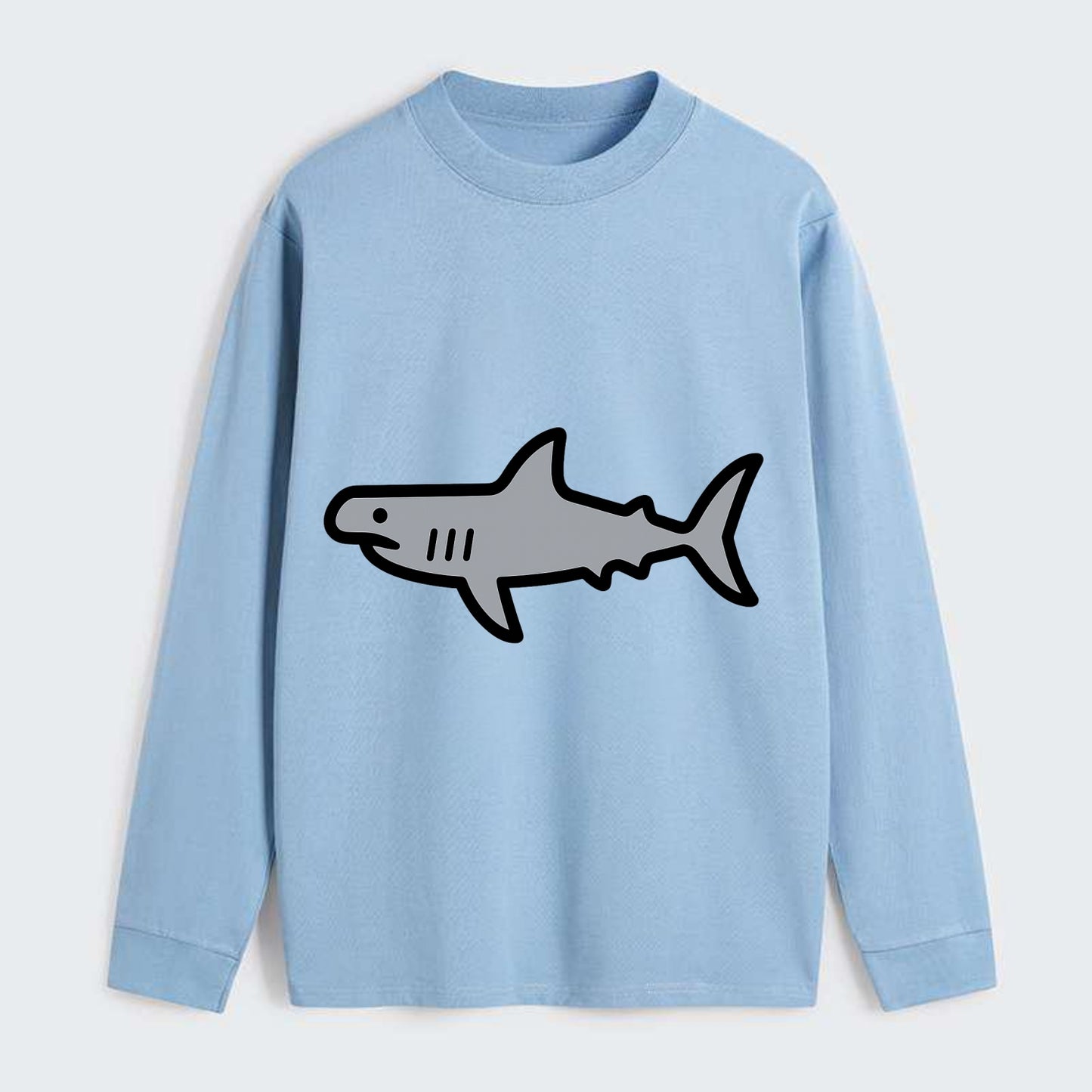 Hammerhead Shark - Gray distinctive head flat side profile - Classic Long Sleeve Shirt - Light Blue