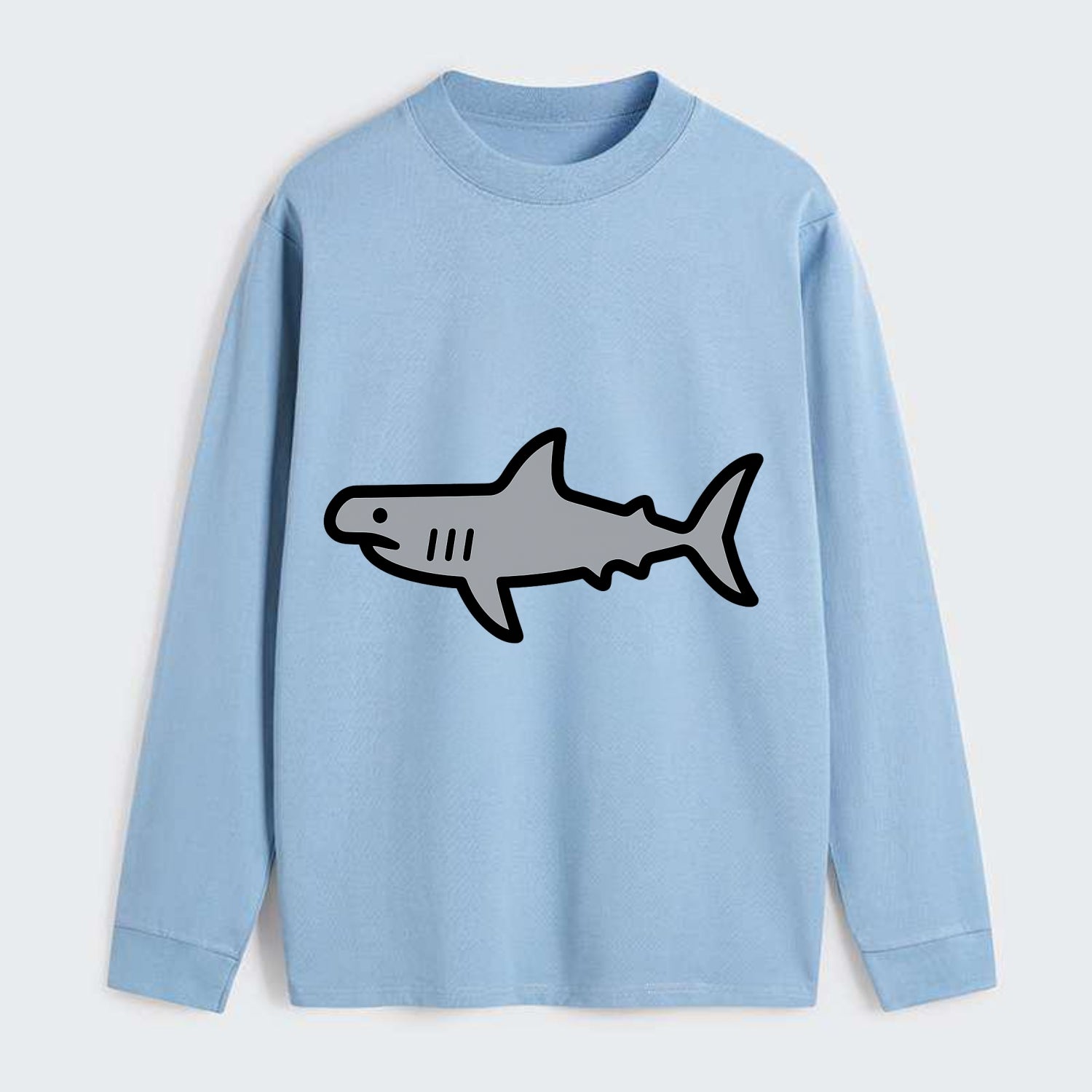 Hammerhead Shark - Gray distinctive head flat side profile - Classic Long Sleeve Shirt - Light Blue