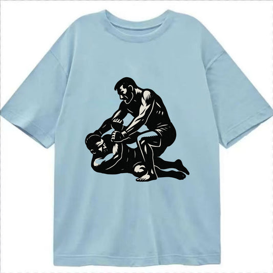 MMA fighter in ground submission hold - Classic T-shirt - Light Blue