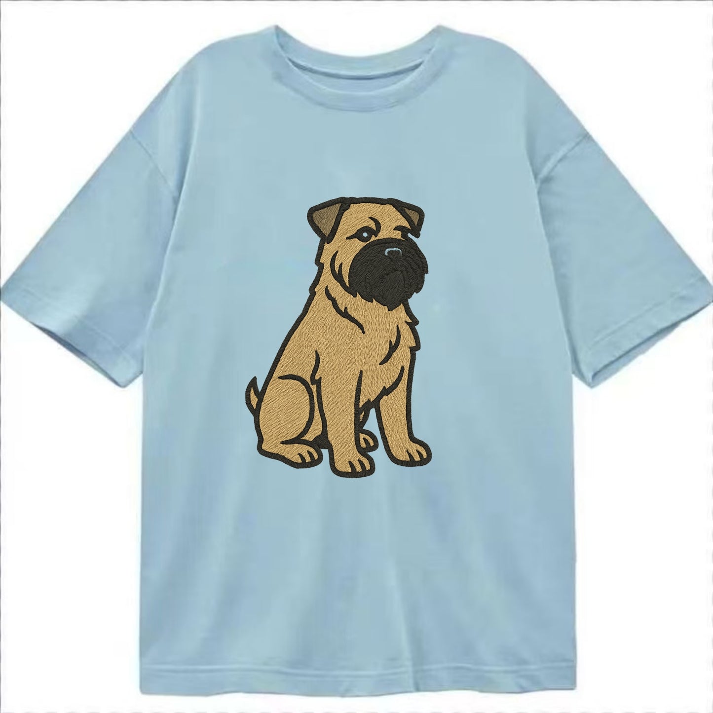 Bouvier des Flandres - Fawn rough coat embroidered design - Classic T-shirt - Light Blue