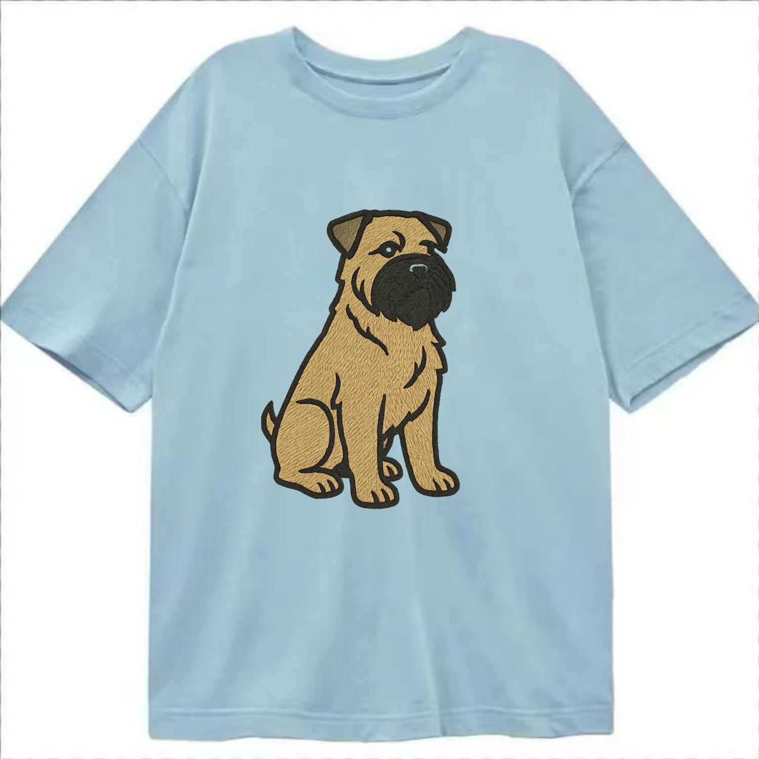 Bouvier des Flandres - Fawn rough coat embroidered design - Classic T-shirt - Light Blue