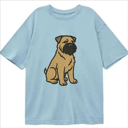 Bouvier des Flandres - Fawn rough coat embroidered design - Classic T-shirt - Light Blue