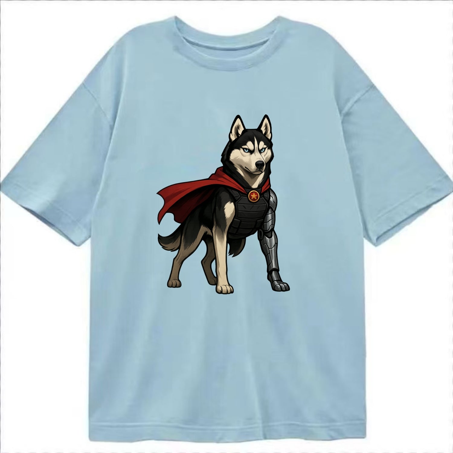Siberian Husky Winter Soldier  - Classic T-shirt - Light Blue
