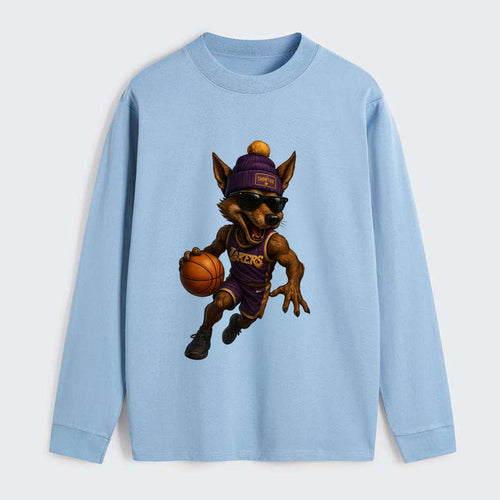 Hollywood Coyote wearing Lakers beanie with Showtime patch and wayfarer - Classic Long Sleeve Shirt