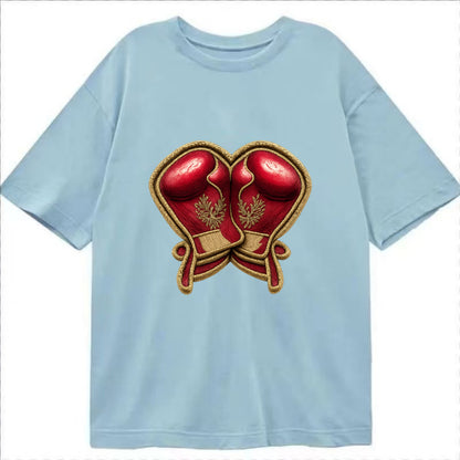 Embroidered patch design - BOXING GLOVES - red boxing gloves crossed in crimson - Classic T-shirt - Light Blue