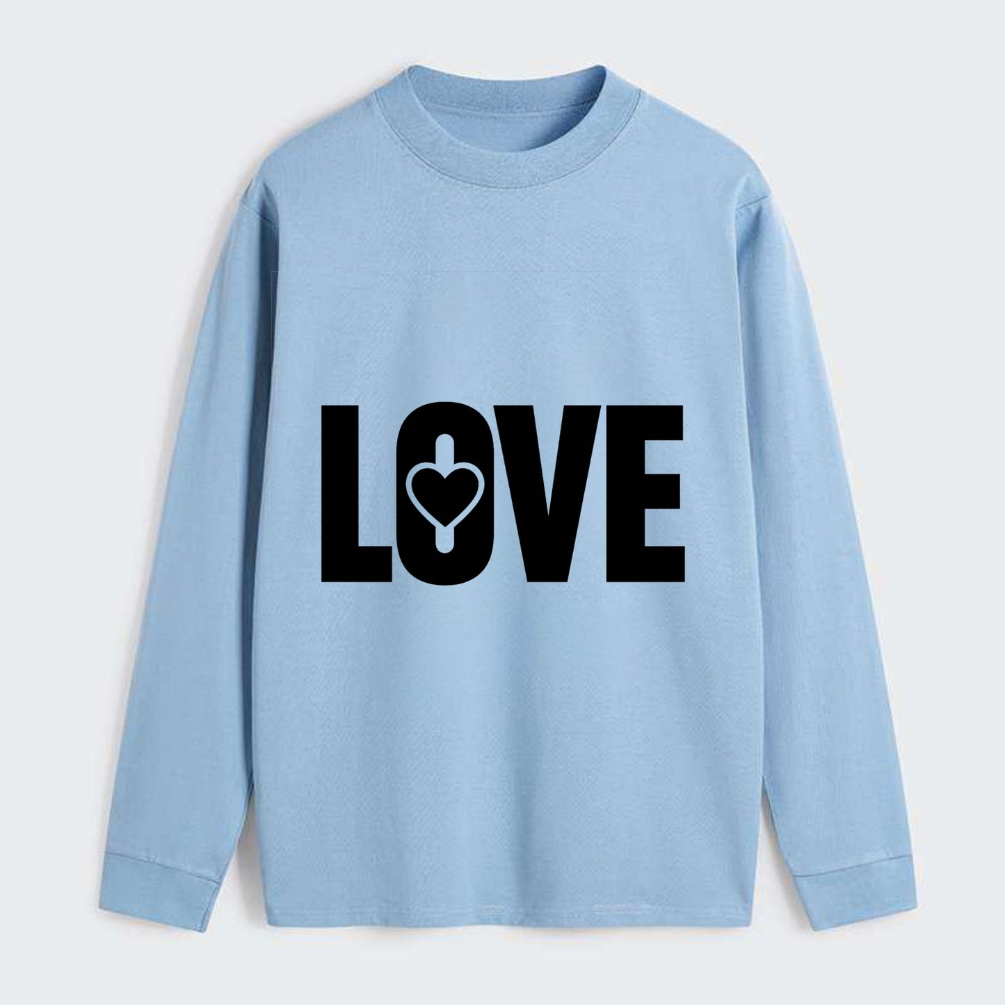 Bold typography design - "LOVE" - universal connection, heart centered - Classic Long Sleeve Shirt - Light Blue