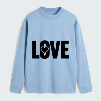 Bold typography design - "LOVE" - universal connection, heart centered - Classic Long Sleeve Shirt - Light Blue