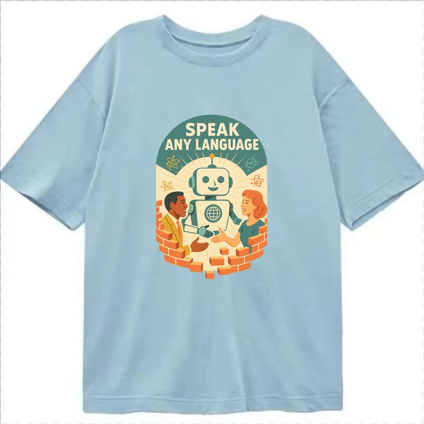 Language learning AI breaking down barriers - "Speak Any Language" - - Classic T-shirt - Light Blue