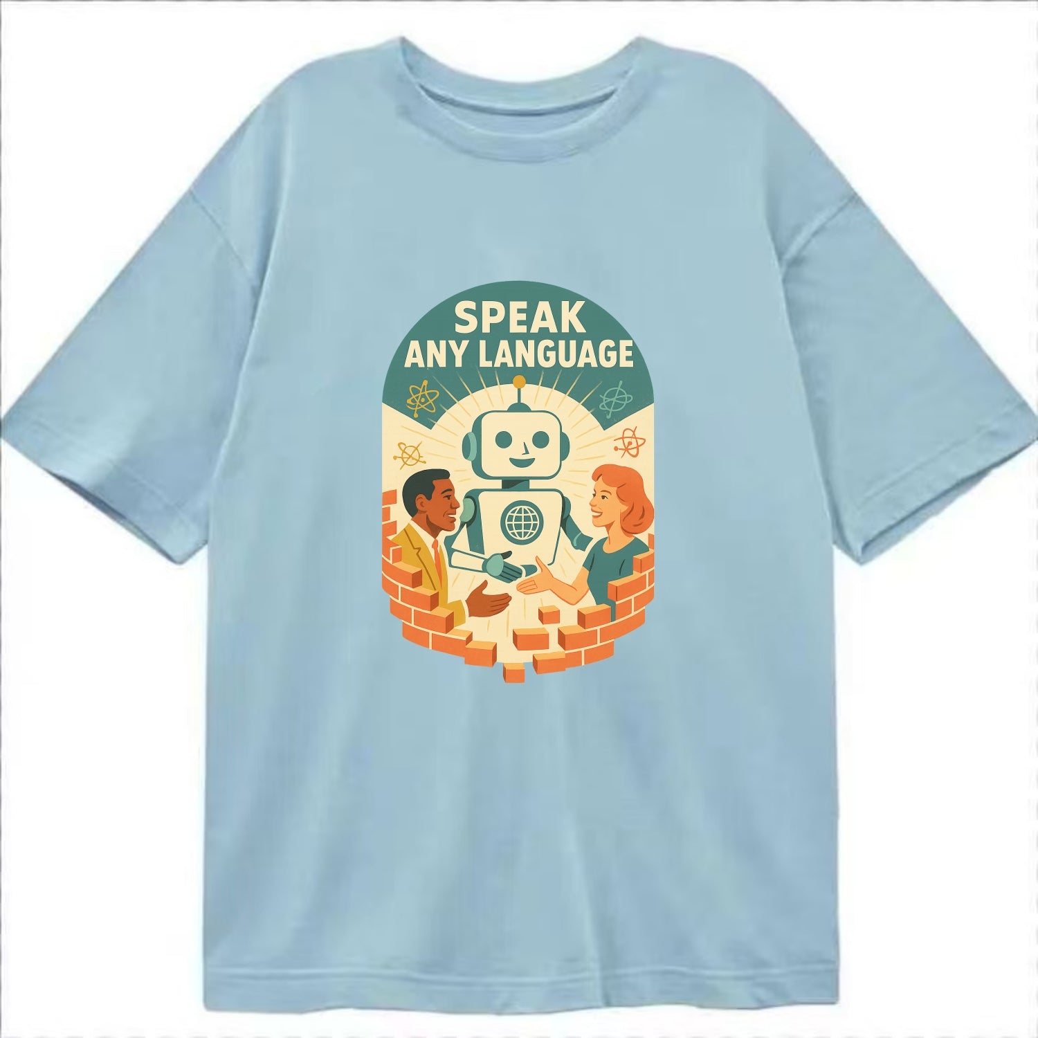Language learning AI breaking down barriers - "Speak Any Language" - - Classic T-shirt - Light Blue