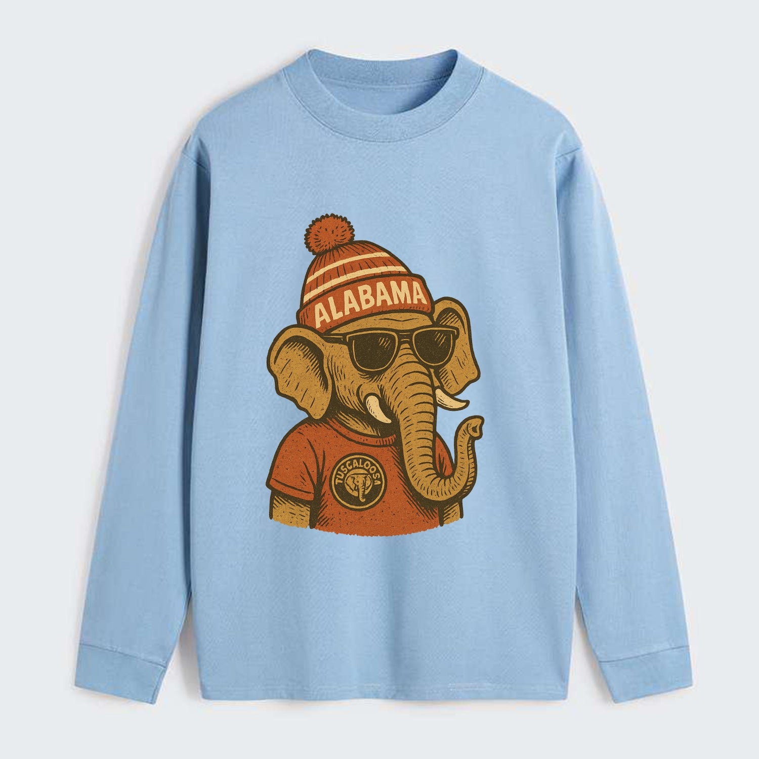 Tuscaloosa Crimson Elephant wearing Alab - Classic Long Sleeve Shirt - Light Blue