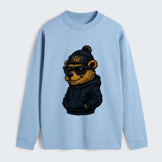 Berkeley Bear wearing Cal beanie with script patch - Classic Long Sleeve Shirt - Light Blue