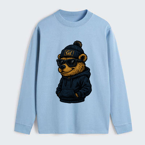 Berkeley Bear wearing Cal beanie with script patch - Classic Long Sleeve Shirt