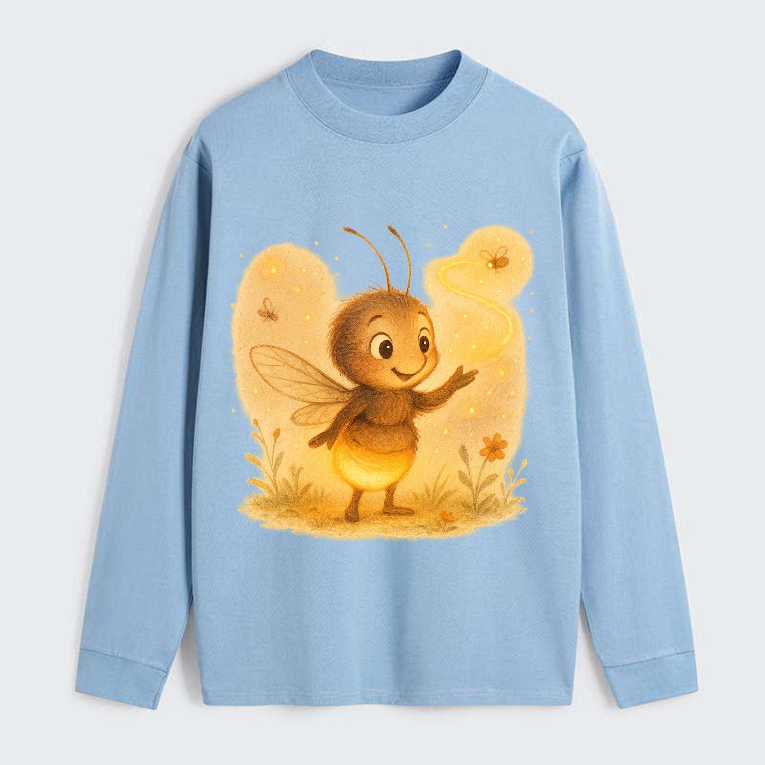 Firefly choreographer arranging synchronized light patterns over a - Classic Long Sleeve Shirt - Light Blue