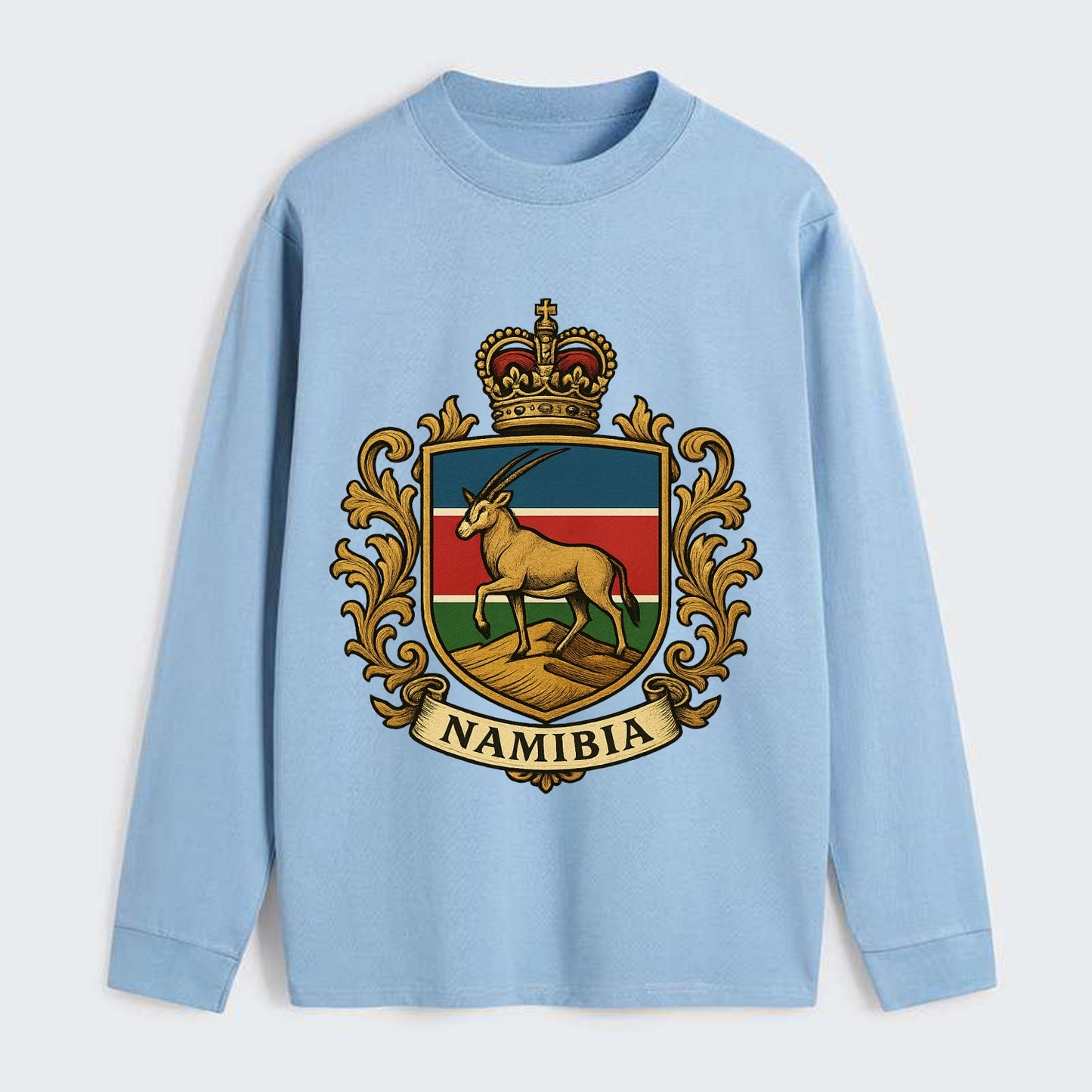 Namibia Heritage Badge - Classic Long Sleeve Shirt - Light Blue