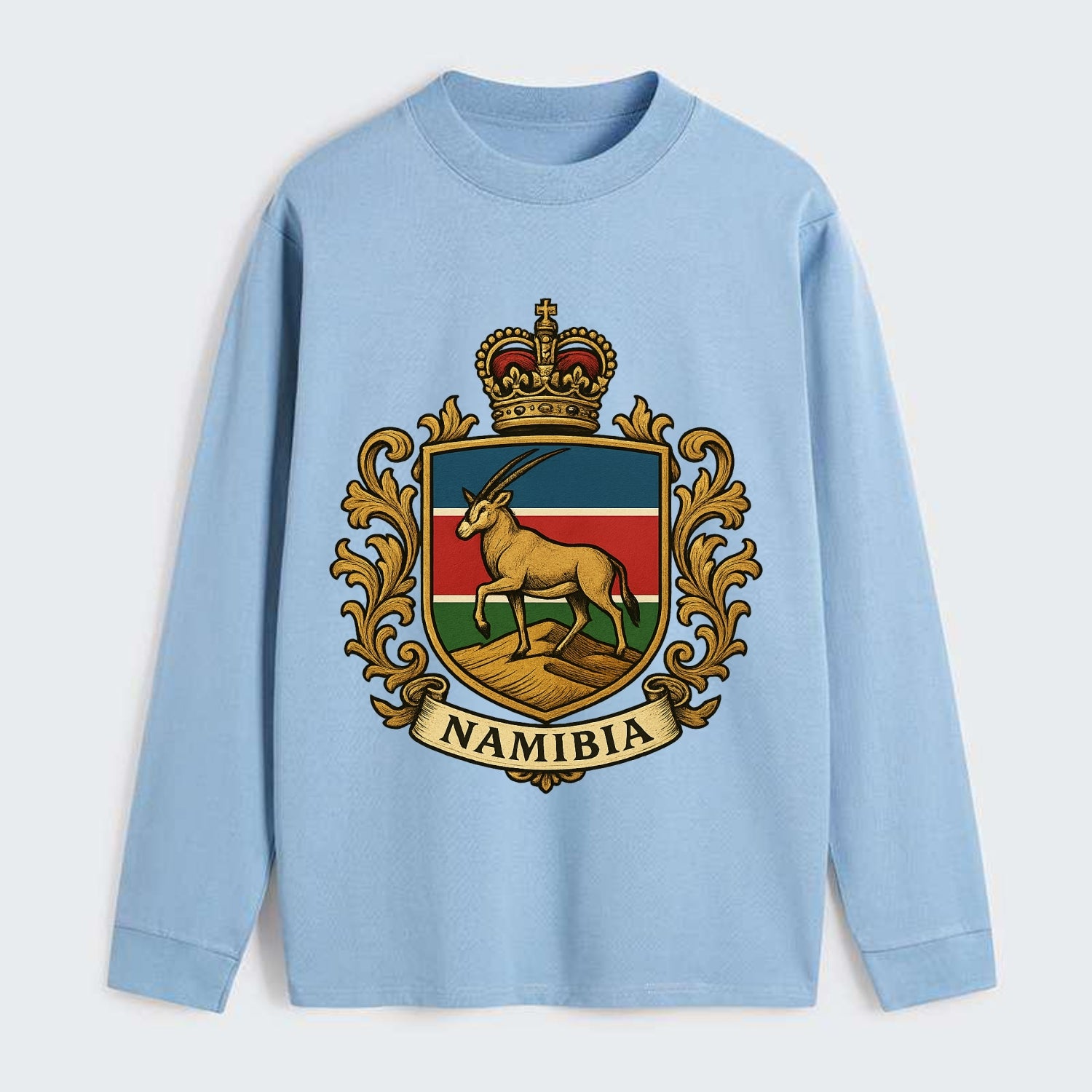 Namibia Heritage Badge - Classic Long Sleeve Shirt - Light Blue
