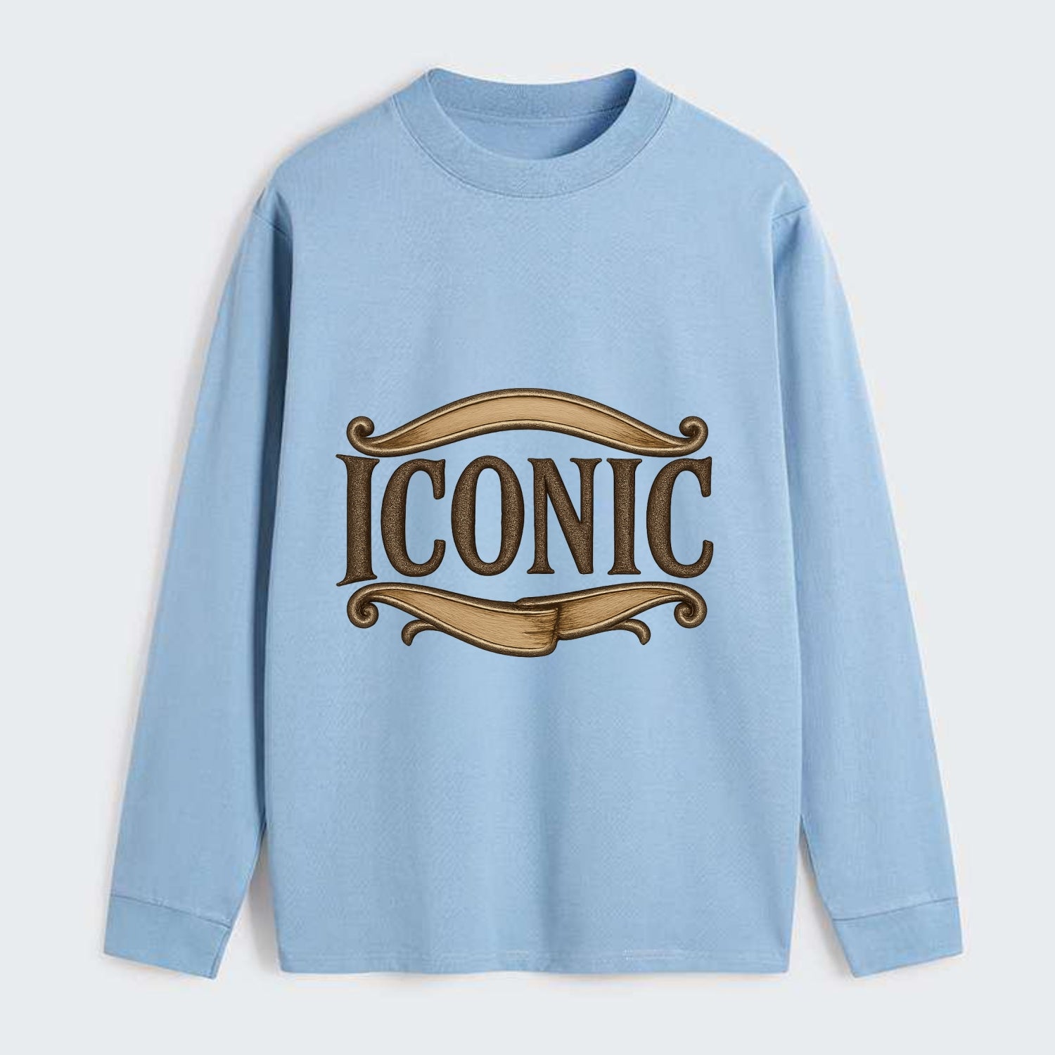 Bold typography design - "ICONIC" - instantly recognizable, trendsetter - Classic Long Sleeve Shirt - Light Blue