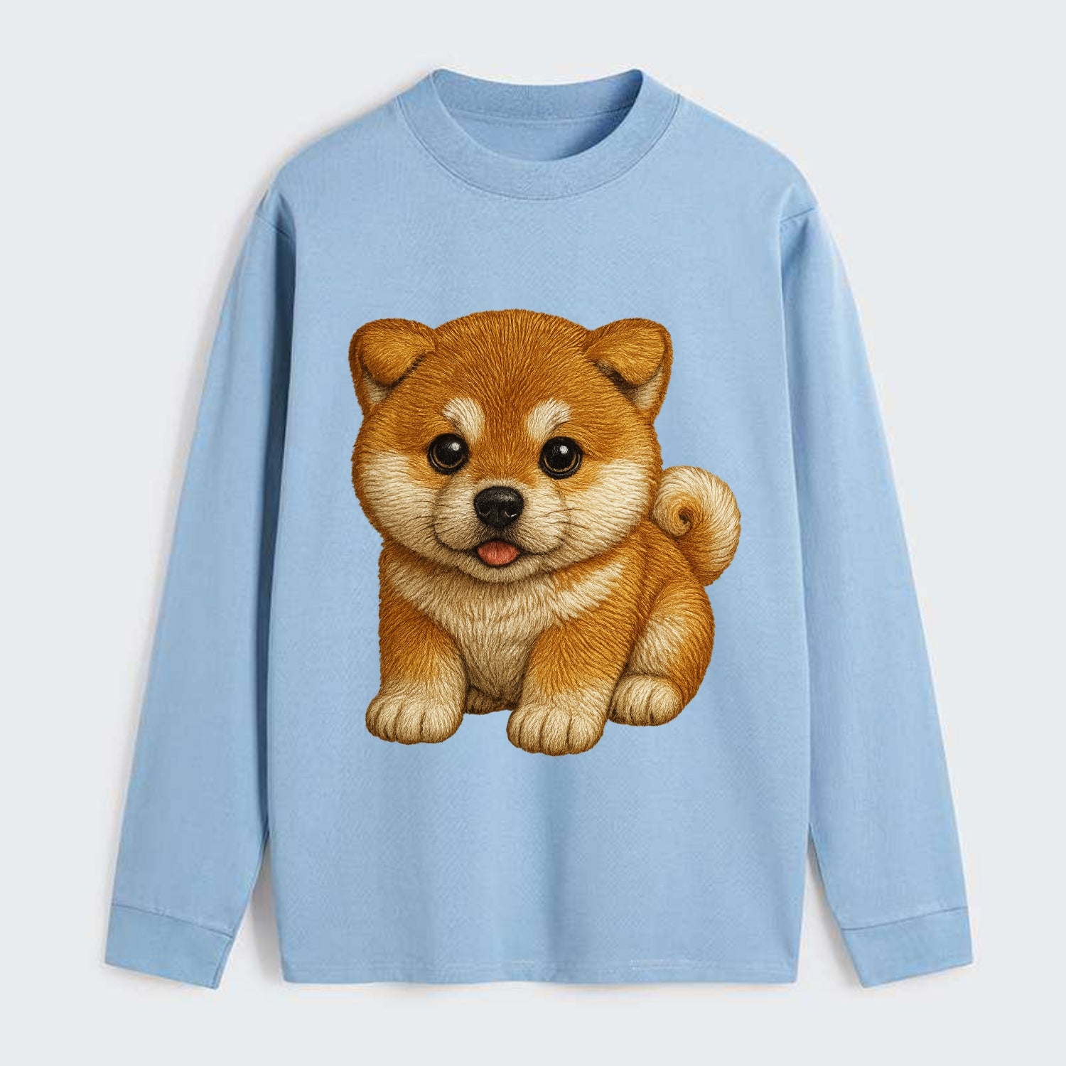 Baby Akita Puppy - fluffy bear-like, curled tail, dignified eyes, - Classic Long Sleeve Shirt - Light Blue