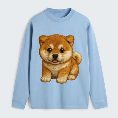 Baby Akita Puppy - fluffy bear-like, curled tail, dignified eyes, - Classic Long Sleeve Shirt - Light Blue