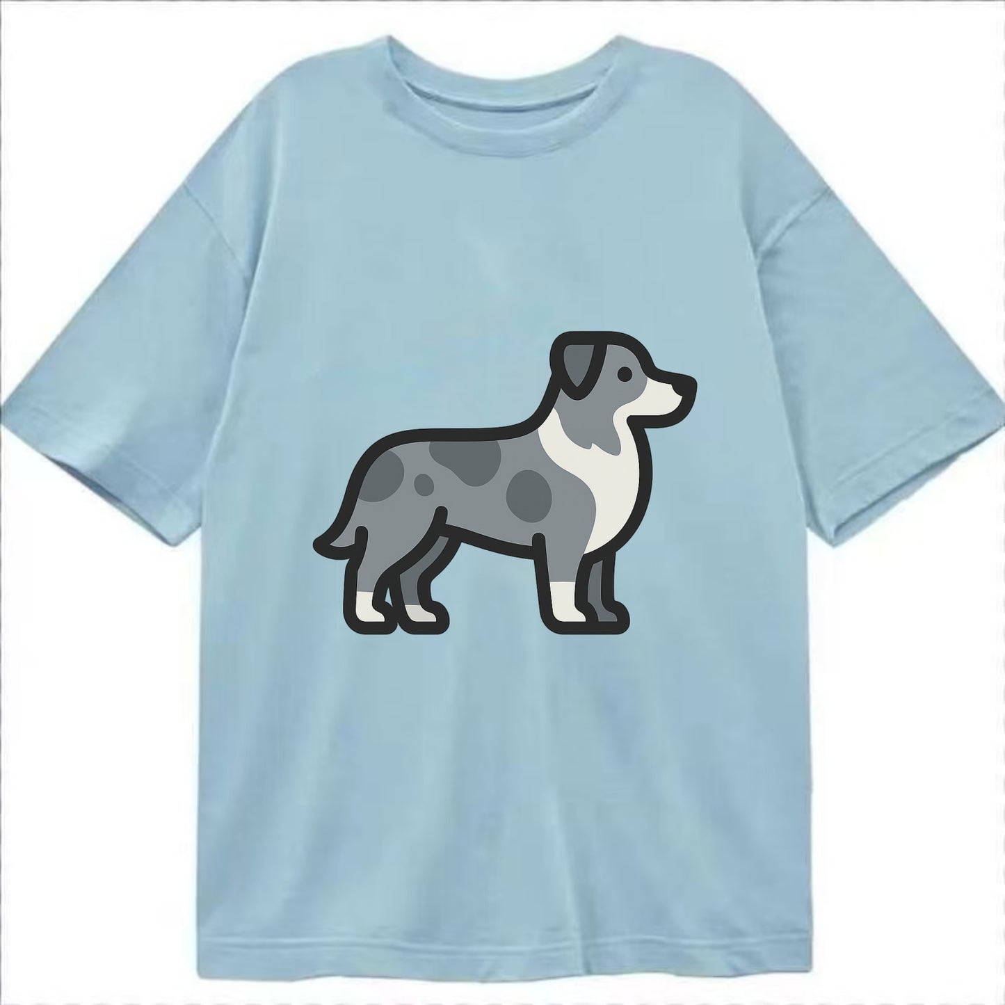 Australian Shepherd - Blue merle flat side profile - Classic T-shirt - Light Blue