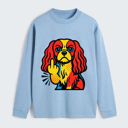Cavalier King Charles Spaniel with long ears, regal paw giving finger - Classic Long Sleeve Shirt - Light Blue