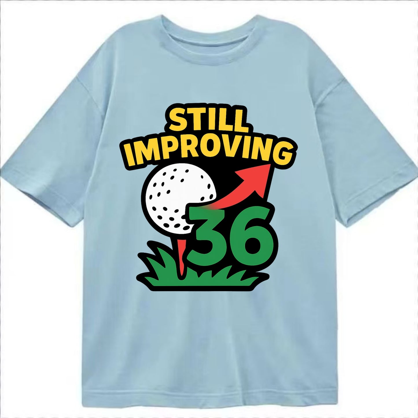 Handicap number getting higher with arrow - "Still Improving" - optimistic - Classic T-shirt - Light Blue