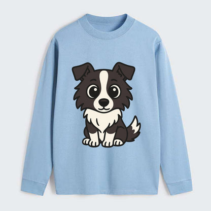 Border Collie - Intense stare sitting pose - Classic Long Sleeve Shirt - Light Blue