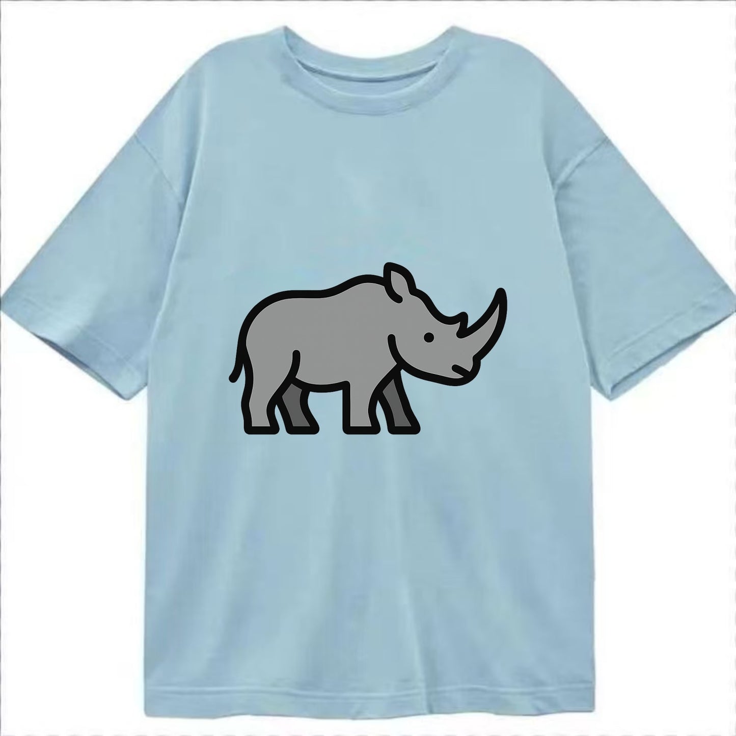 Rhinoceros - Gray with horn flat side profile - Classic T-shirt - Light Blue