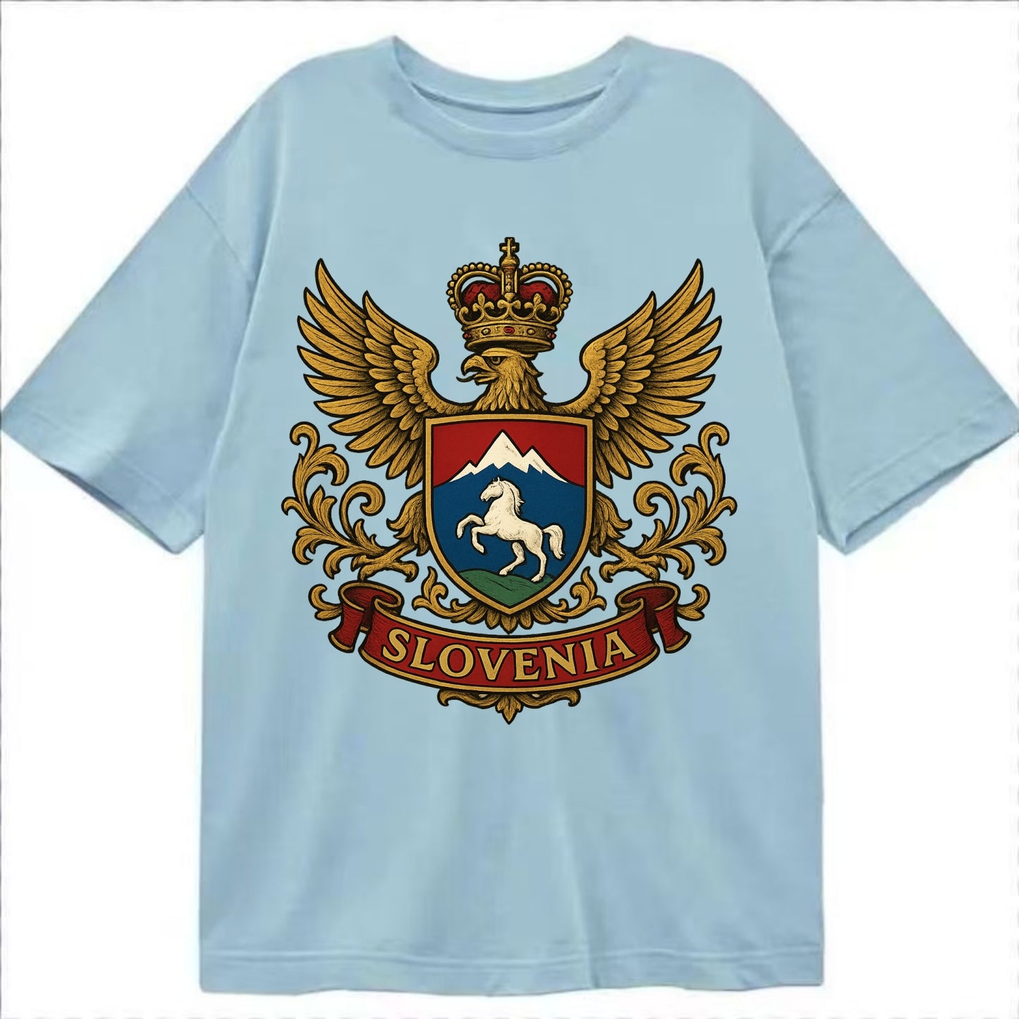 Slovenia Heritage Badge  - Classic T-shirt - Light Blue