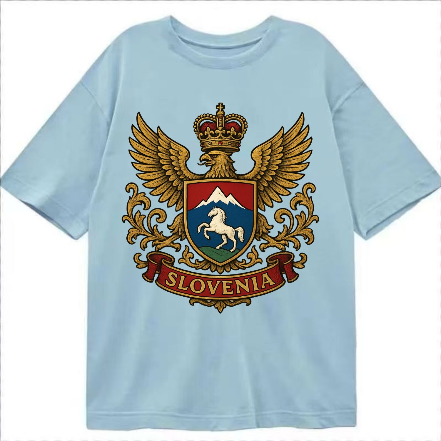 Slovenia Heritage Badge  - Classic T-shirt - Light Blue