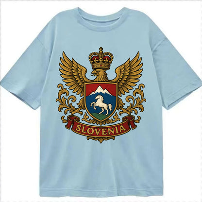 Slovenia Heritage Badge  - Classic T-shirt - Light Blue