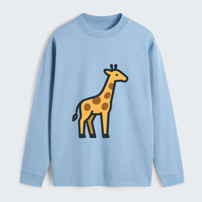 Giraffe - Yellow with brown patches flat side profile - Classic Long Sleeve Shirt - Light Blue