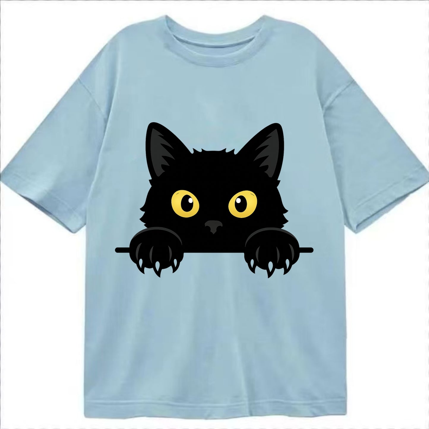Black Cat  - Classic T-shirt - Light Blue