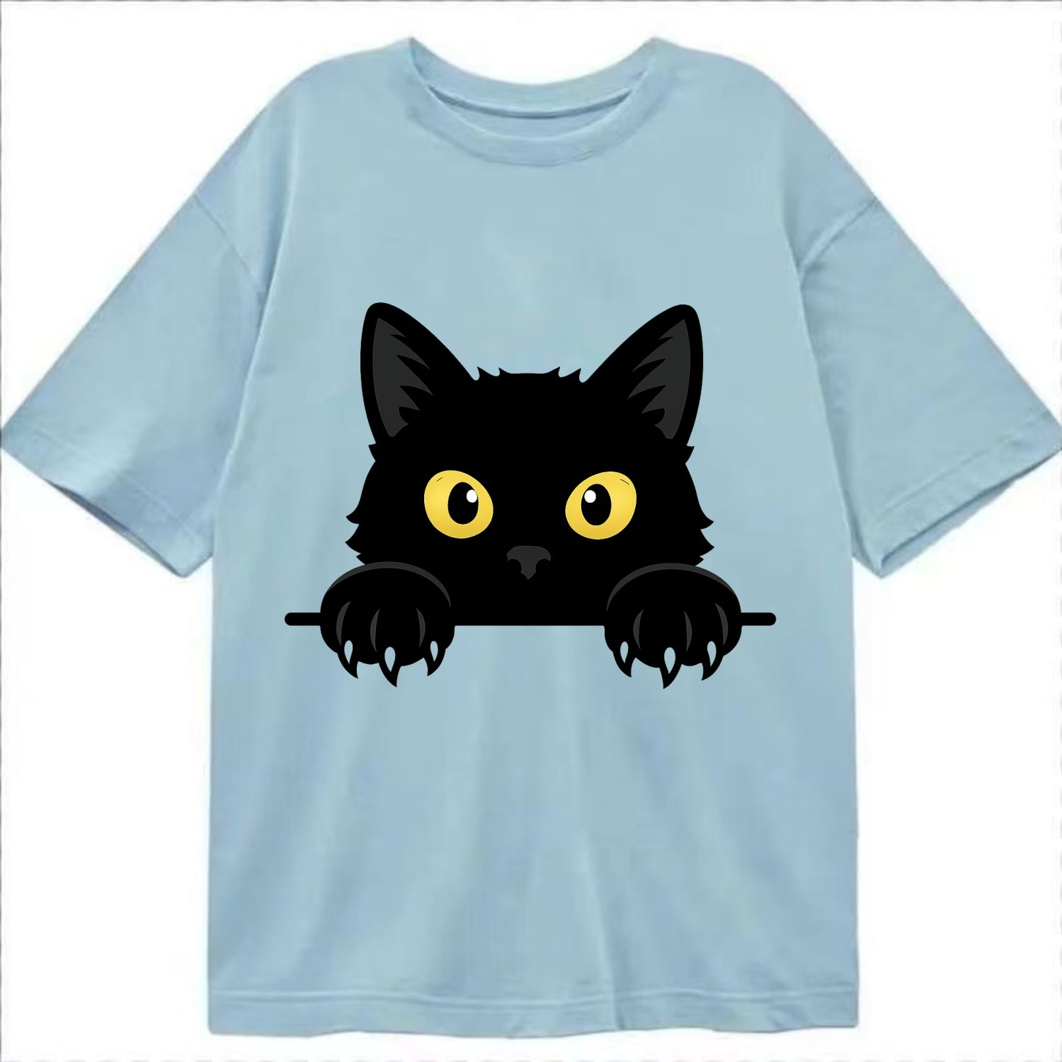Black Cat  - Classic T-shirt - Light Blue