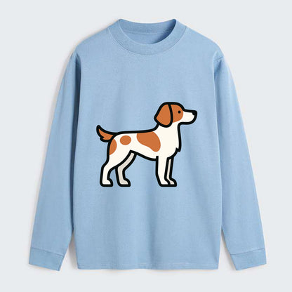 Brittany Spaniel - Orange and white flat side profile - Classic Long Sleeve Shirt - Light Blue