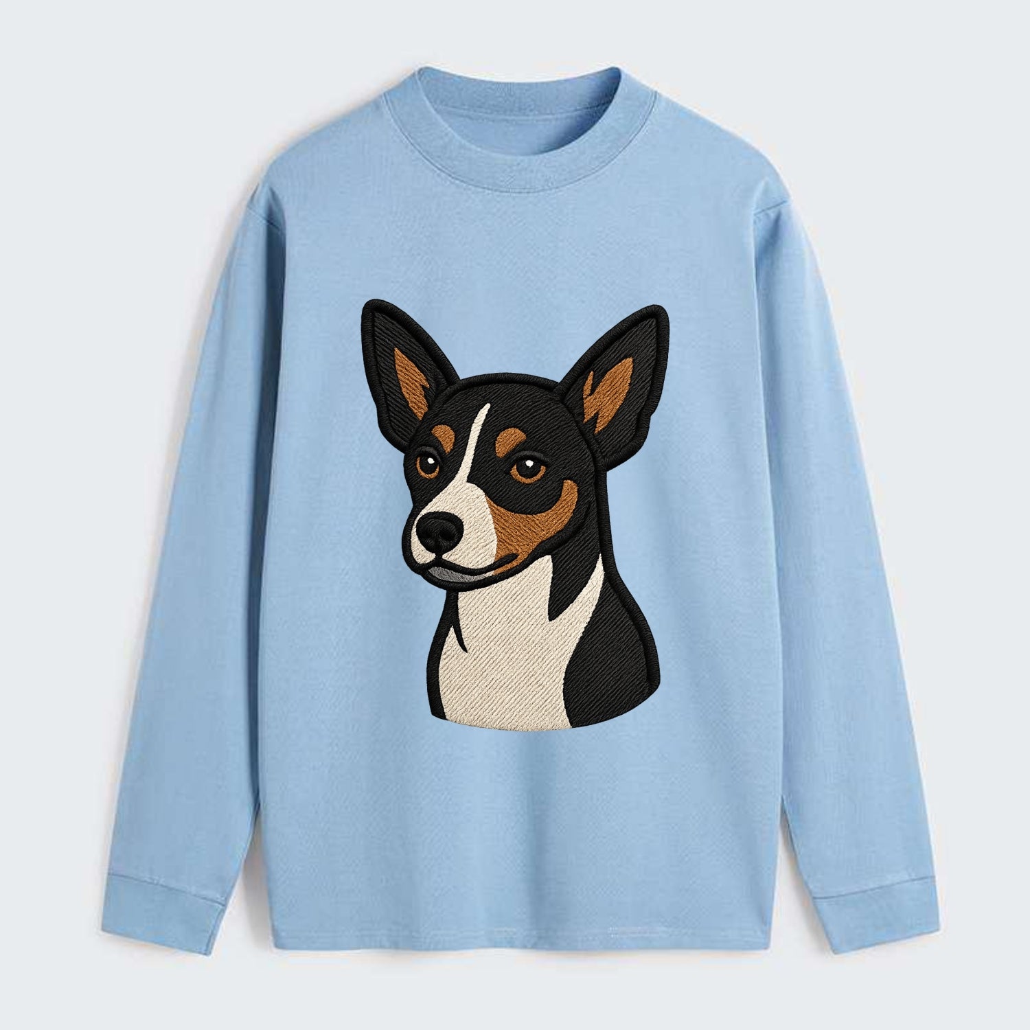 Rat Terrier - Tri-color embroidered pose - Classic Long Sleeve Shirt - Light Blue