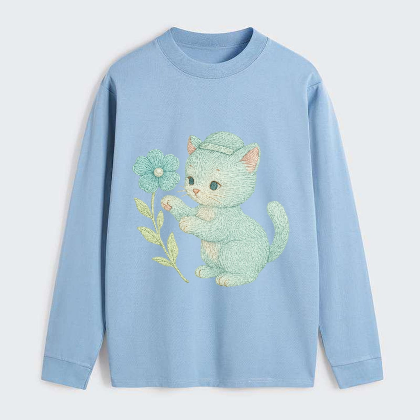 Aqua Kitten - Classic Long Sleeve Shirt - Light Blue