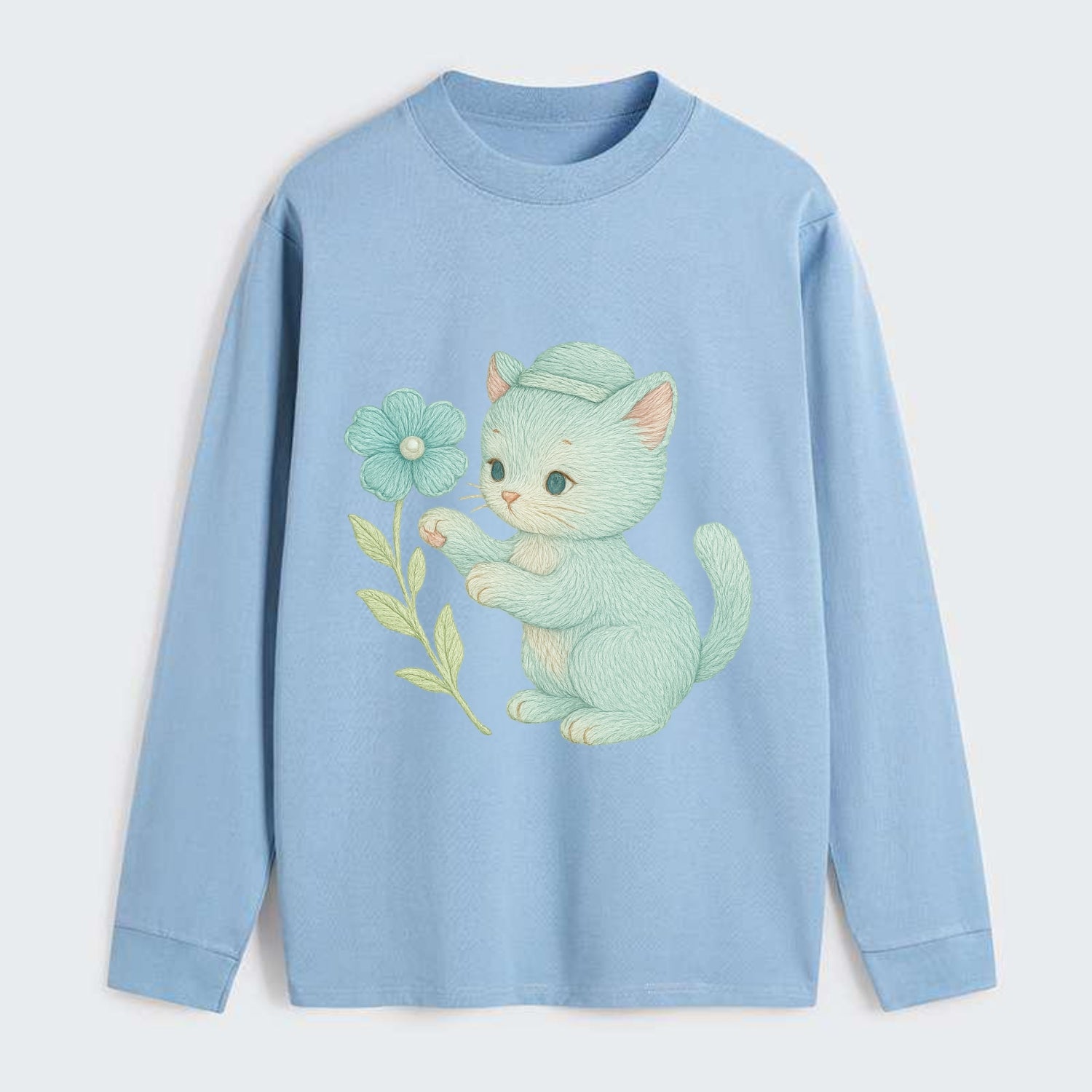 Aqua Kitten - Classic Long Sleeve Shirt - Light Blue