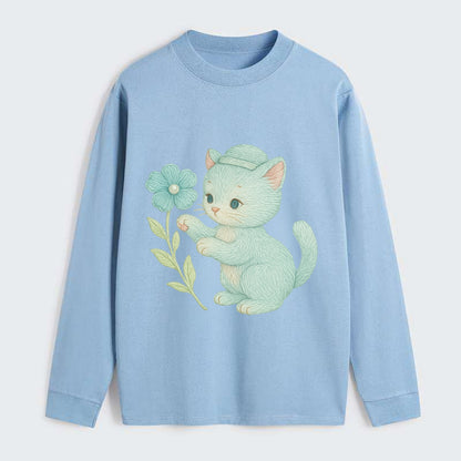 Aqua Kitten - Classic Long Sleeve Shirt - Light Blue