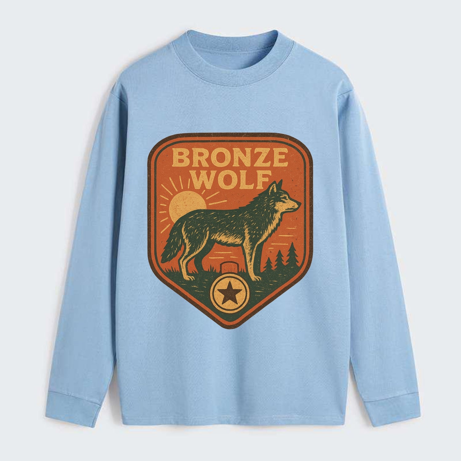 Bronze Wolf Medal  - Classic Long Sleeve Shirt - Light Blue
