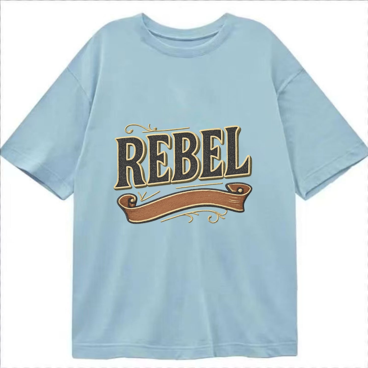 Bold typography design - "REBEL" - nonconformist, rule breaker, independent - Classic T-shirt - Light Blue