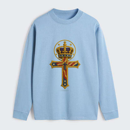 Cross and Crown  - Classic Long Sleeve Shirt - Light Blue