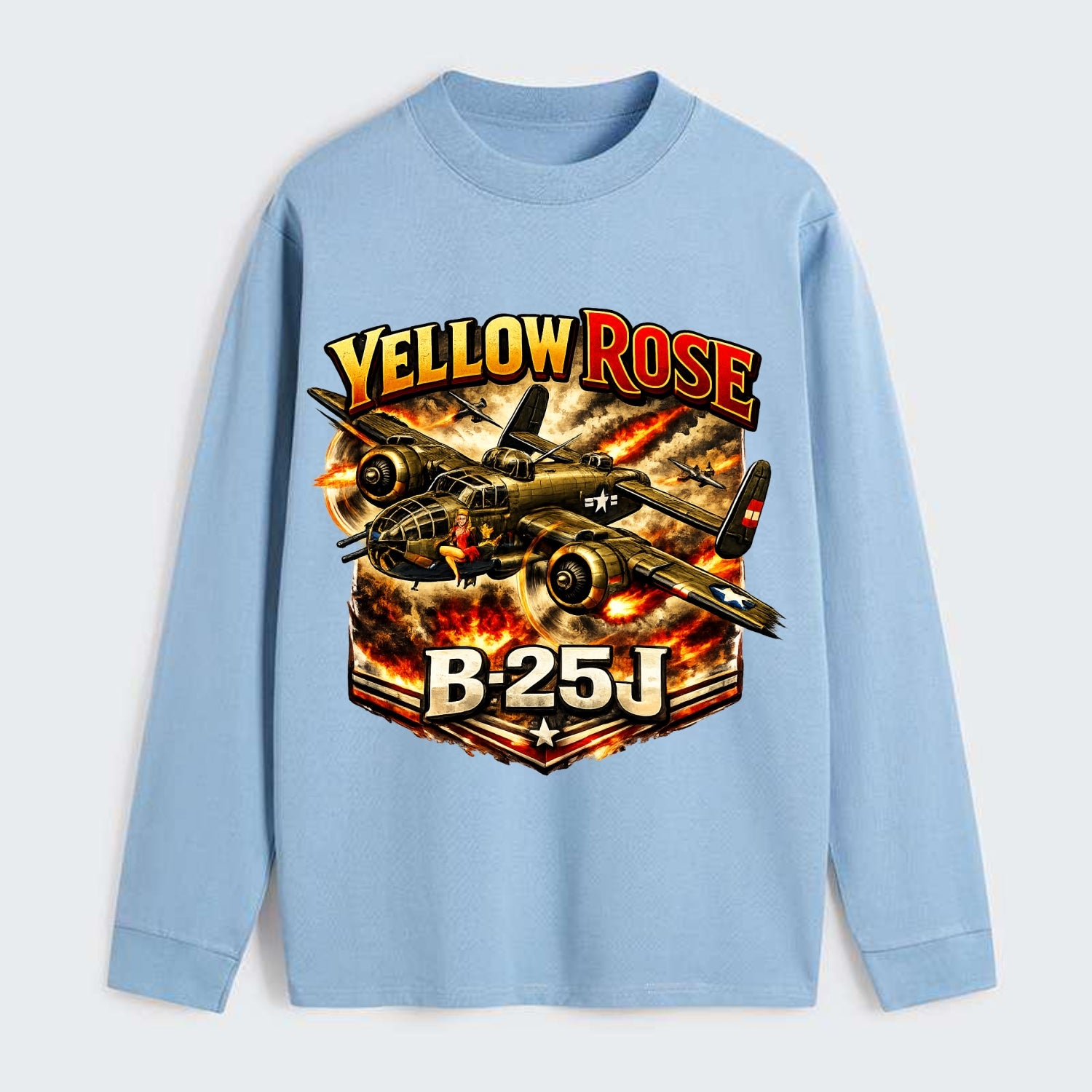 B 25j Yellow Rose - Classic Long Sleeve Shirt - Light Blue