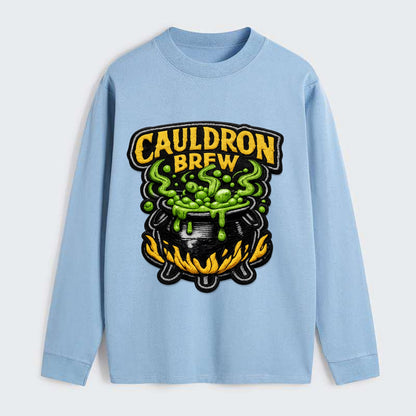 CAULDRON BREW - bubbling pot in black and green , witch craft - Classic Long Sleeve Shirt - Light Blue