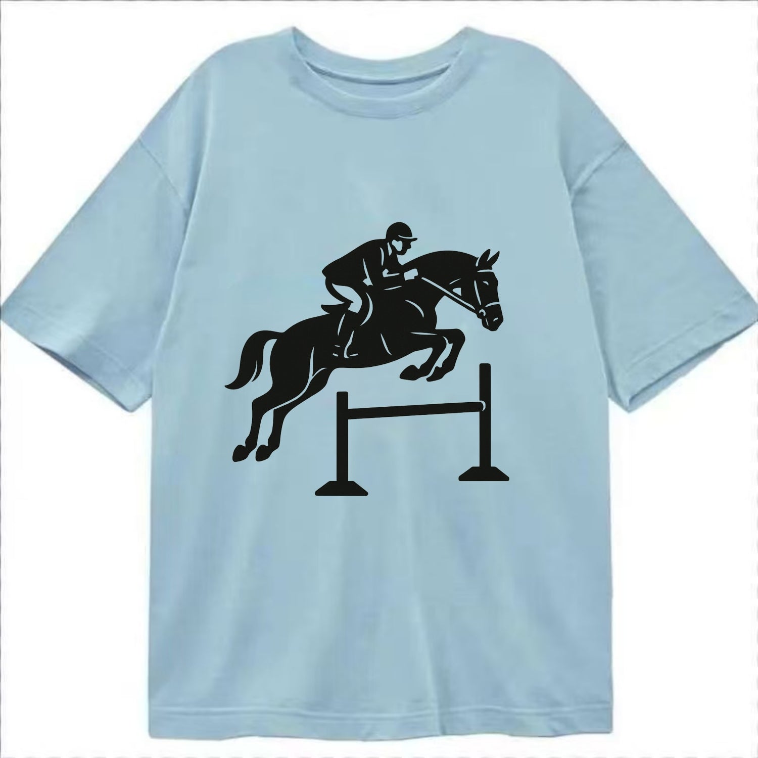 Equestrian jumping over obstacle - Classic T-shirt - Light Blue