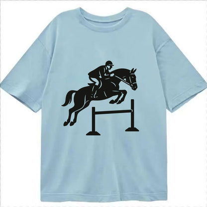 Equestrian jumping over obstacle - Classic T-shirt - Light Blue