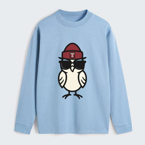 Philadelphia Owl wearing Temple beanie with T patch - Classic Long Sleeve Shirt