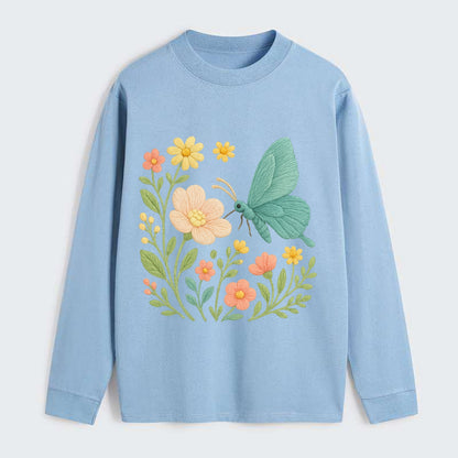 Mint Night Butterfly - Classic Long Sleeve Shirt - Light Blue