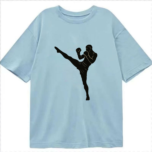 Kickboxer delivering roundhouse kick - Classic T-shirt - Light Blue