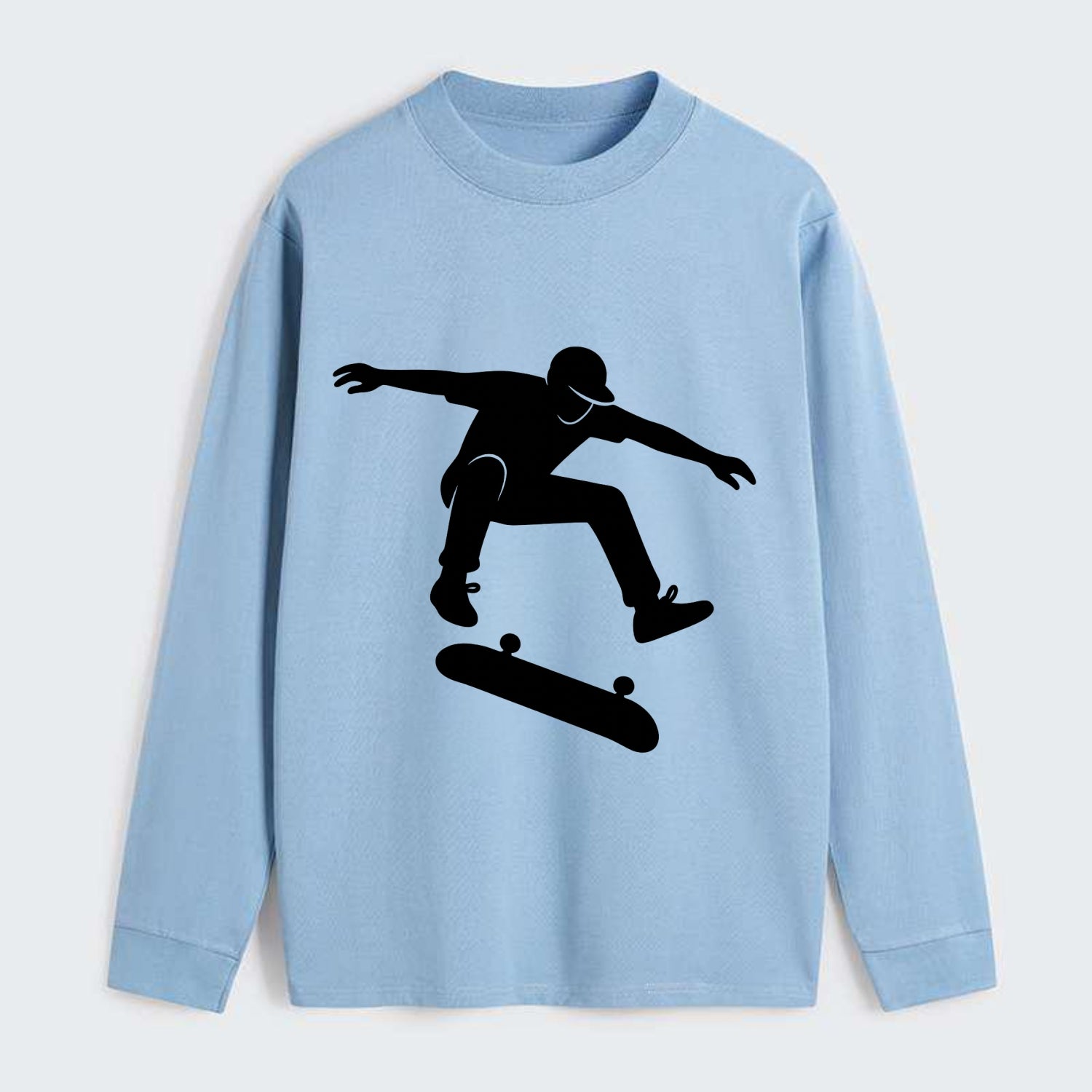 Skateboarder doing kickflip trick - Classic Long Sleeve Shirt - Light Blue