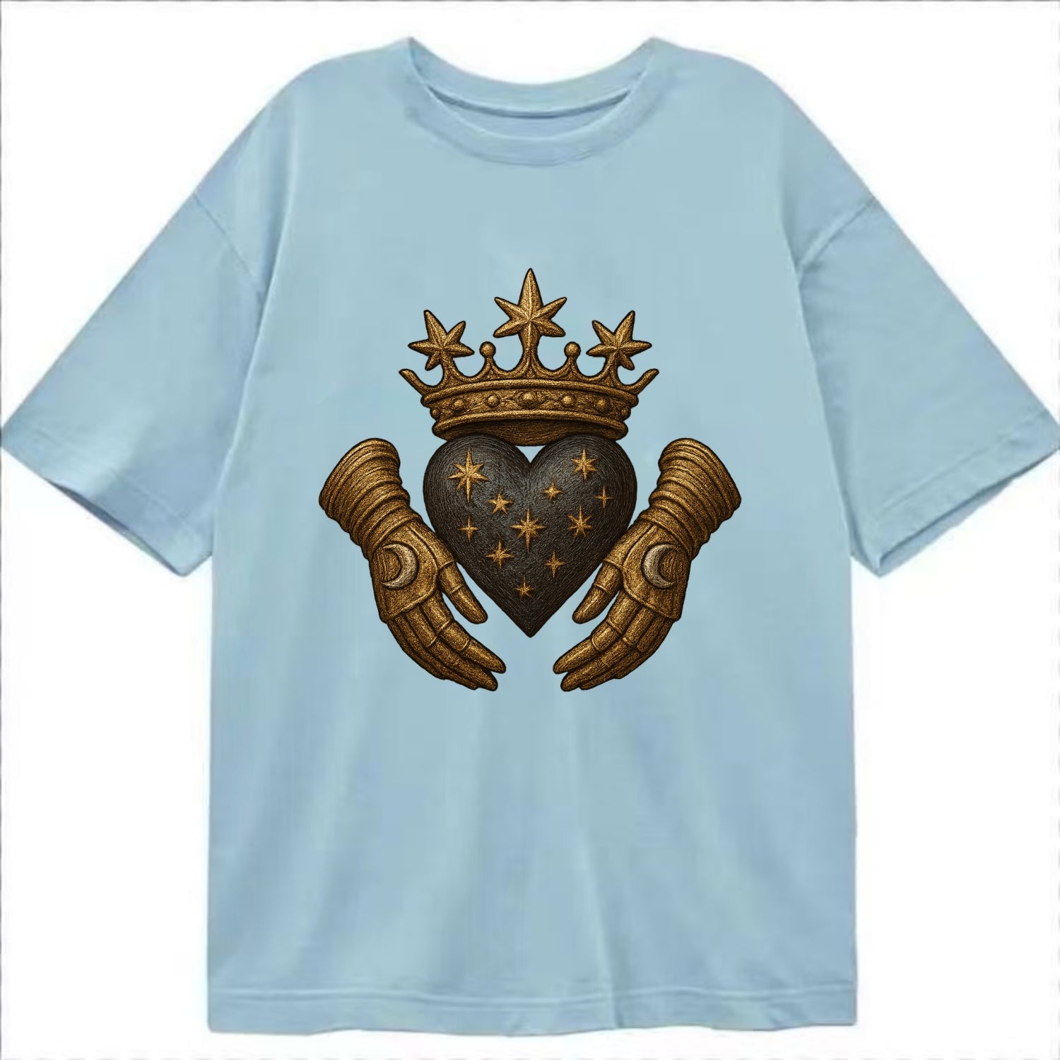 Ice crystal crown framing a frosted heart with fur-trimmed winter hands embracing - Classic T-shirt - Light Blue